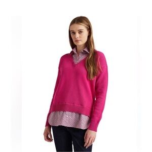 RALPH LAUREN Layered Sweater Twofer Shirt Pink Green Paisley Size M Black
Label
